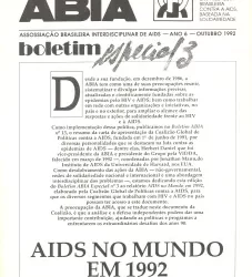 Boletim ABIA – AIDS no Mundo em 1992 – Edição Especial nº 3